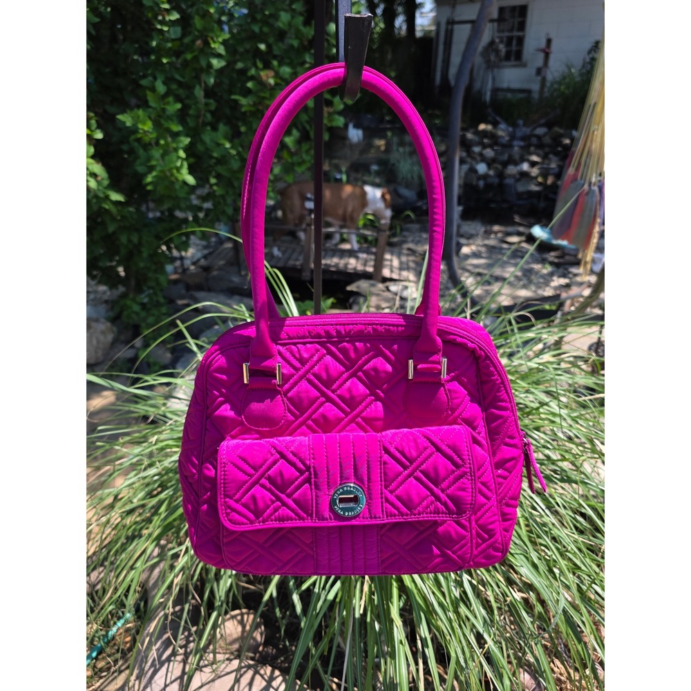 Vera Bradley Magenta Pink Quilted Microfiber Shoulder Bag Turn‎ Lock Handbag